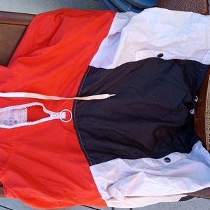 Hooded multi color wind breaker